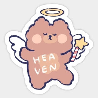 cute kawaii fluffy angel teddy bear with heaven text Sticker